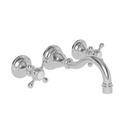 Two Handle Widespread Sensor Wall Mount Bathroom Sink Faucet in Polished Chrome