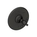 Newport Brass Flat Black Wall Mount Pressure Balancing Trim Plate with Single Cross Handle for 1-594 and 1-684 Rough Valves 