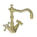 Newport Brass Uncoated Polished Brass - Living Prep Sink or Bar Faucet with Double Cross Handle 