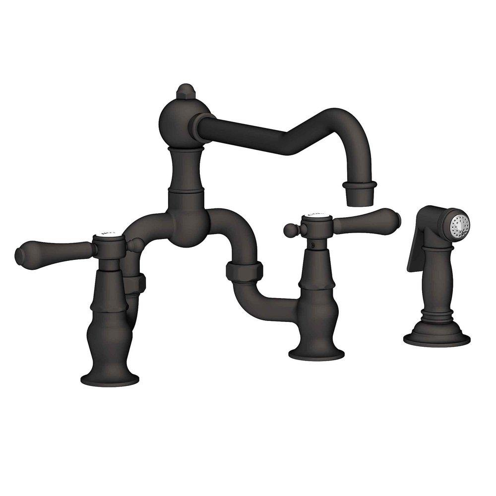 Newport Brass Flat Black Two Handle Bridge Kitchen Faucet 