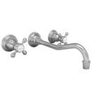 Two Handle Wall Mount Bathroom Sink Faucet in Polished Nickel - Natural