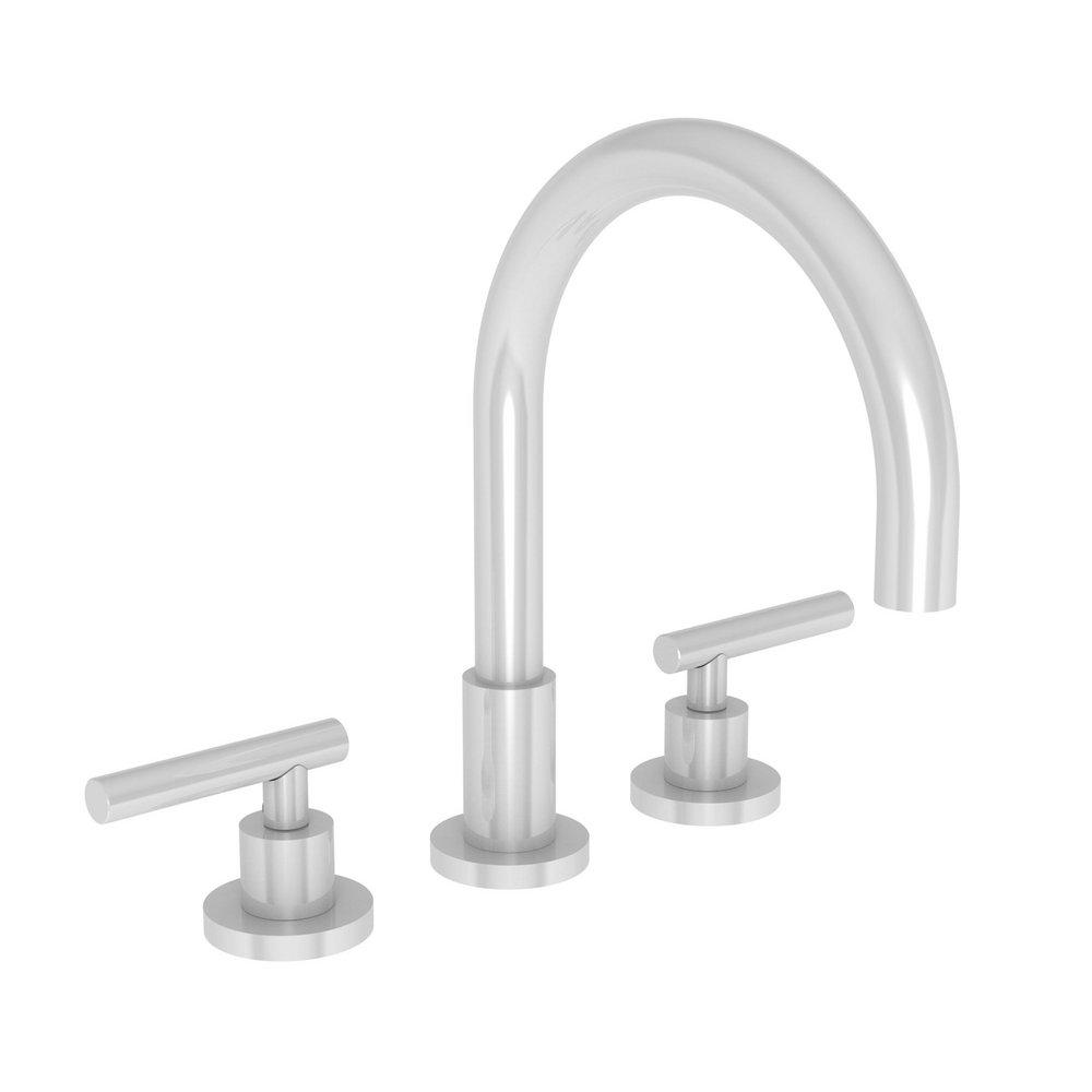 Newport Brass White 3-Hole Kitchen Faucet with Double Metal Lever Handle 