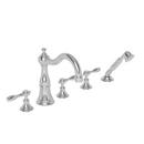 2 gpm 5-Hole Deckmount Roman Tub Faucet with Hand Shower Deck Trim with Triple Lever Handle in Polished Chrome