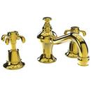 Widespread Bathroom Sink Faucet with Double Cross Handle in Uncoated Polished Brass - Living