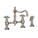 Two Handle Bridge Kitchen Faucet with Side Spray in Antique Nickel