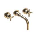Two Handle Wall Mount Widespread Bathroom Sink Faucet in Antique Brass