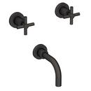Two Handle Wall Mount Tub Filler in Flat Black