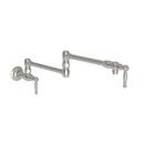 1-Hole Wall Mount Pot Filler Faucet with Double Lever Handle in Satin Nickel - PVD