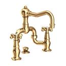 Newport Brass Uncoated Polished Brass - Living Two Handle Widespread Bathroom Sink Faucet Cross Handle 
