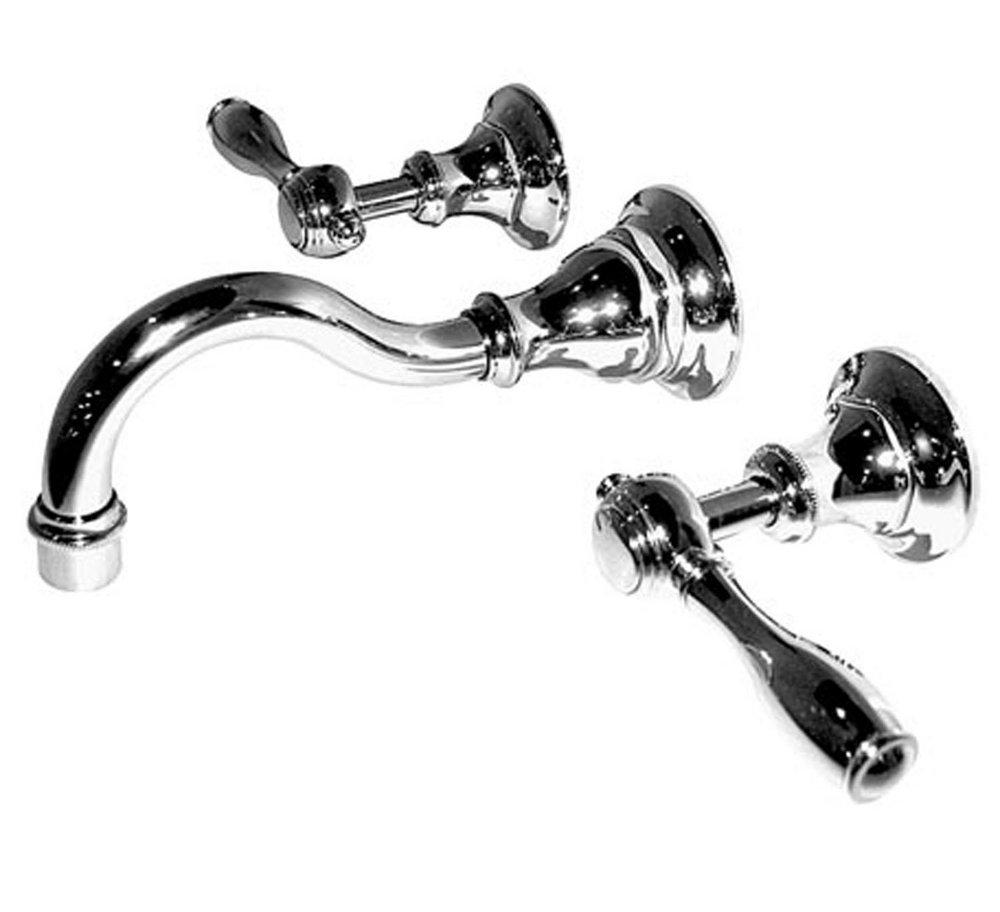 Newport Brass Polished Nickel - Natural Two Handle Wall Mount Widespread Bathroom Sink Faucet 