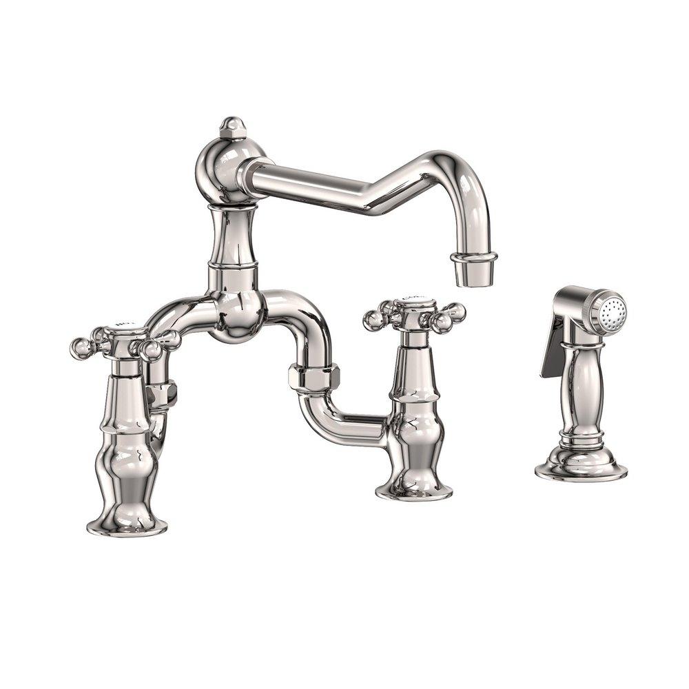 Newport Brass Polished Nickel - Natural Two Handle Bridge Kitchen Faucet 