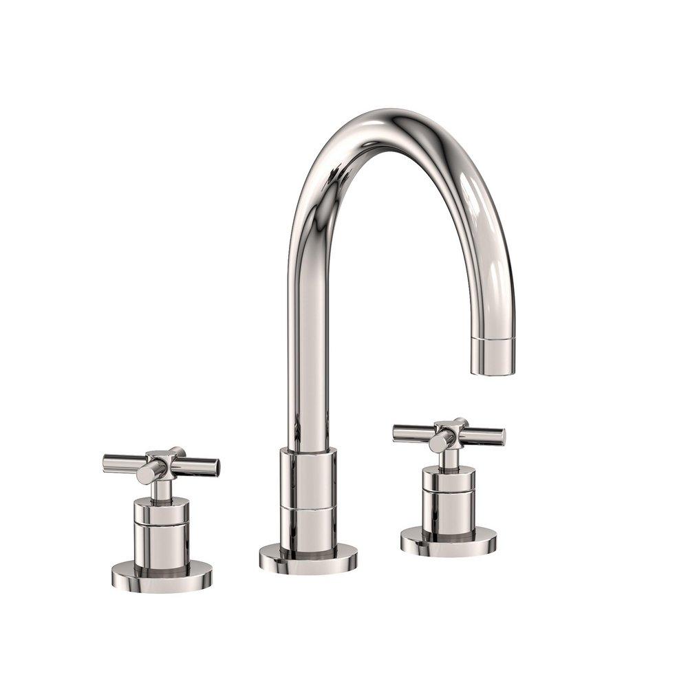 Newport Brass Polished Nickel 3-Hole Kitchen Faucet with Double Cross Handle 