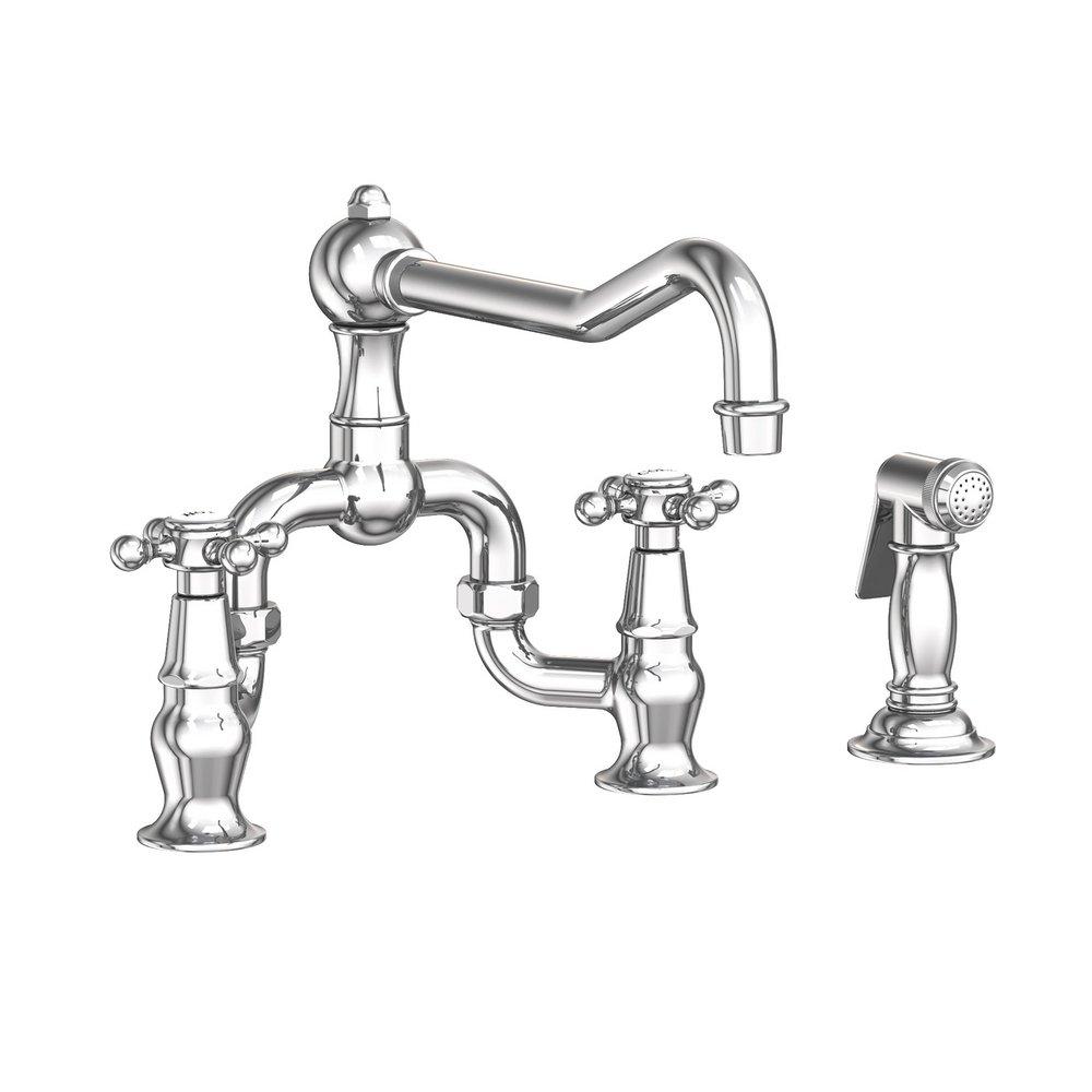 Newport Brass Polished Chrome Two Handle Bridge Kitchen Faucet 