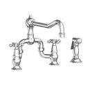 3-Hole Bridge Kitchen Faucet with Double Cross Handle and Sidespray in Polished Chrome