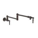 1-Hole Wall Mount Pot Filler Faucet with Double Lever Handle in English Bronze