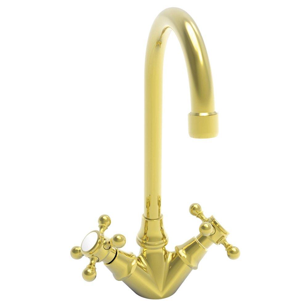 Newport Brass Polished Gold - PVD Bar or Prep Faucet with Single Cross Handle 
