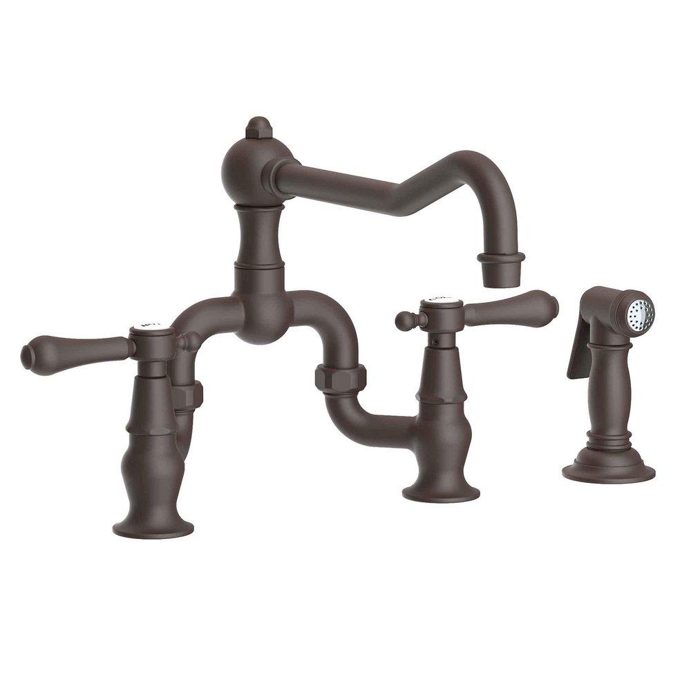 Newport Brass Oil Rubbed Bronze Two Handle Bridge Kitchen Faucet 