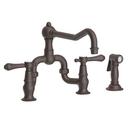 3-Hole Bridge Kitchen Faucet with Double Lever Handle and Sidespray in Oil Rubbed Bronze