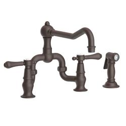 Two Handle Bridge Kitchen Faucet with Sidespray in Oil Rubbed Bronze
