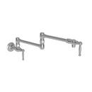 1-Hole Wall Mount Pot Filler Faucet with Double Lever Handle in Stainless Steel - PVD