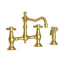 Two Handle Bridge Kitchen Faucet in Satin Brass - PVD