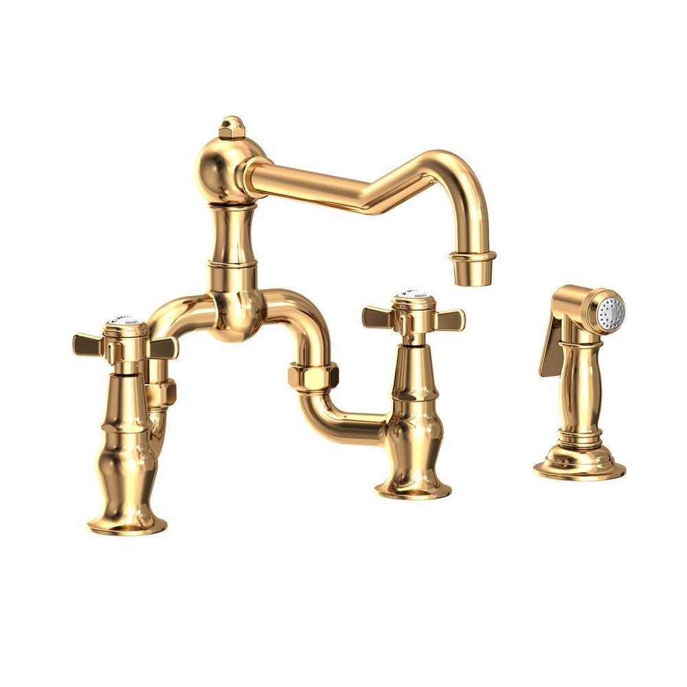 Newport Brass Uncoated Polished Brass - Living Two Handle Bridge Kitchen Faucet 