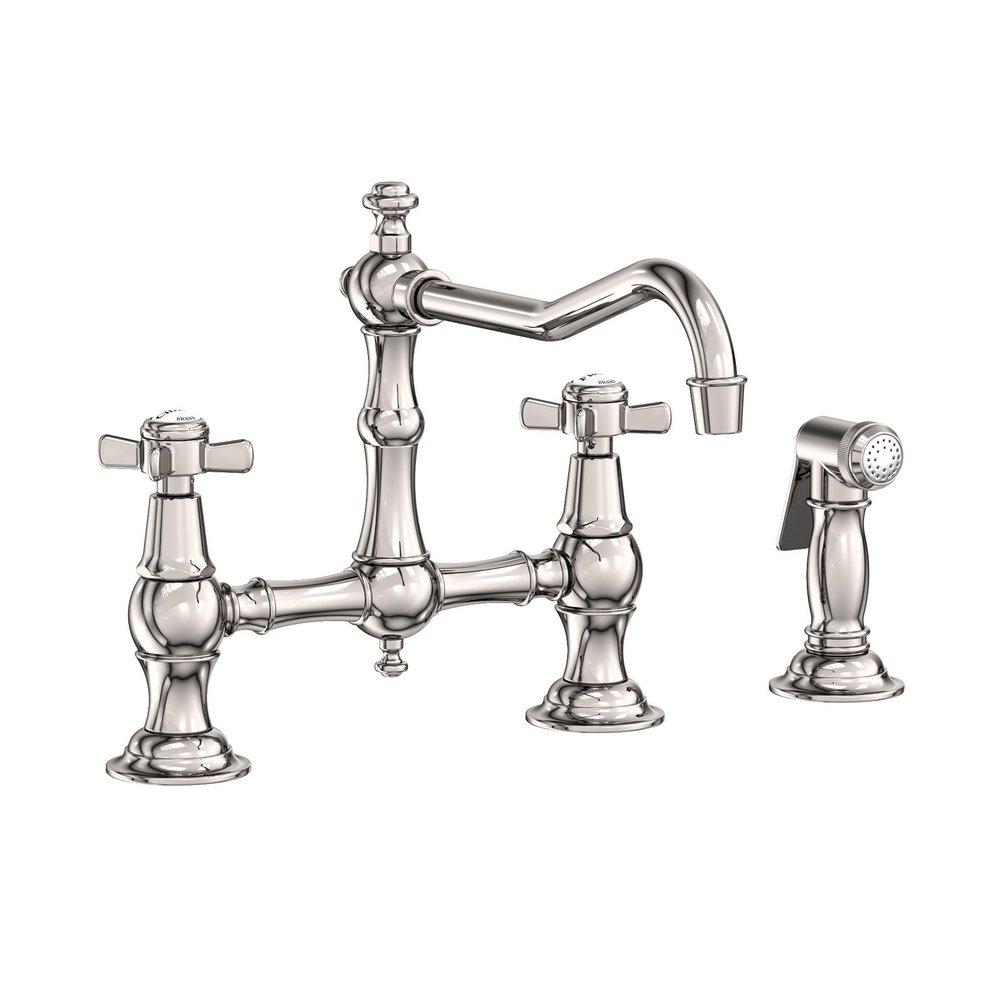 Newport Brass Polished Nickel - Natural Two Handle Bridge Kitchen Faucet 