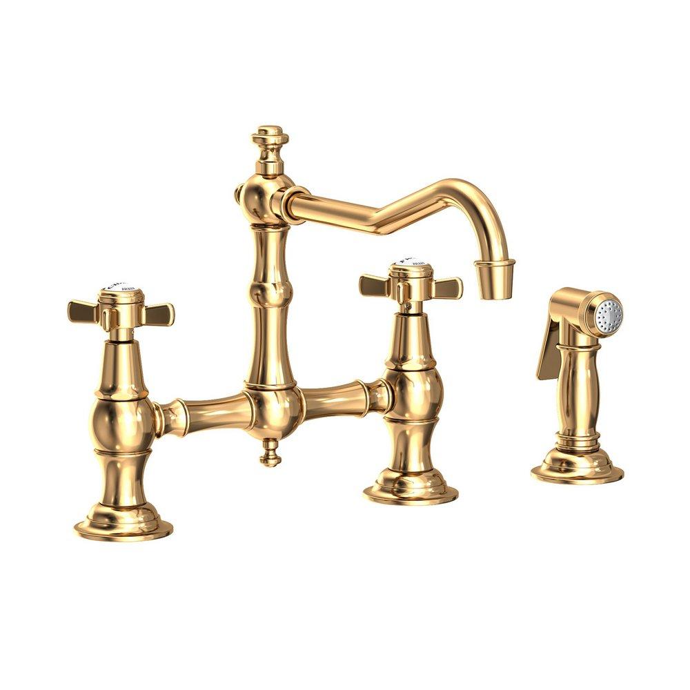 Newport Brass Uncoated Polished Brass - Living Two Handle Bridge Kitchen Faucet 