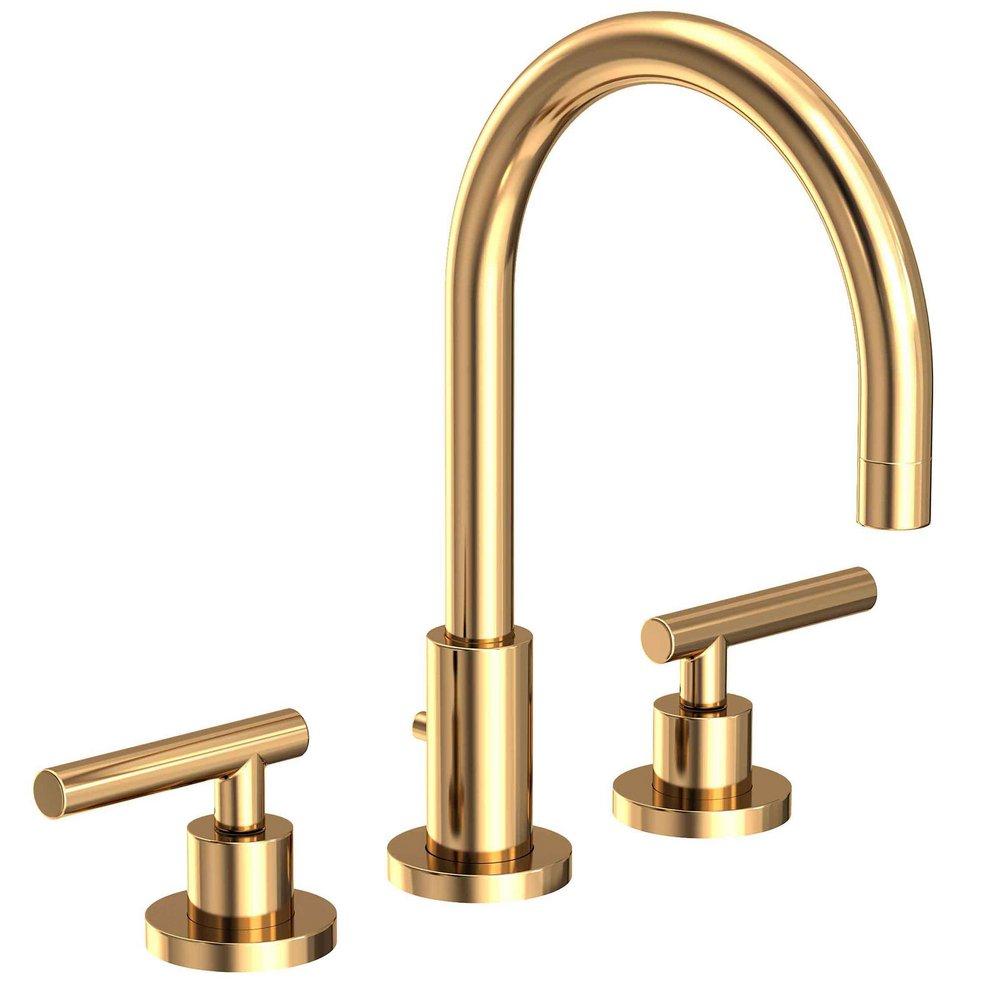 Newport Brass Uncoated Polished Brass - Living Two Handle Widespread Bathroom Sink Faucet Lever Handle 