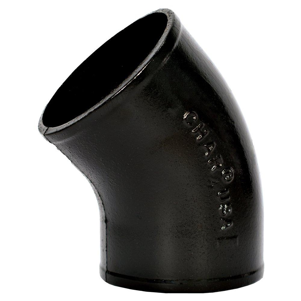 Black No Hub 45 Degree Cast Iron 1/8 Bend 