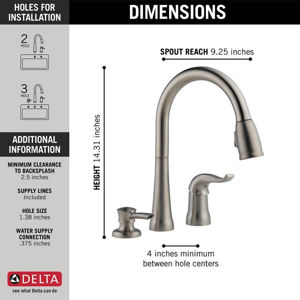 Delta Faucet Brilliance&reg; Stainless Single Handle Pull Down Kitchen Faucet 