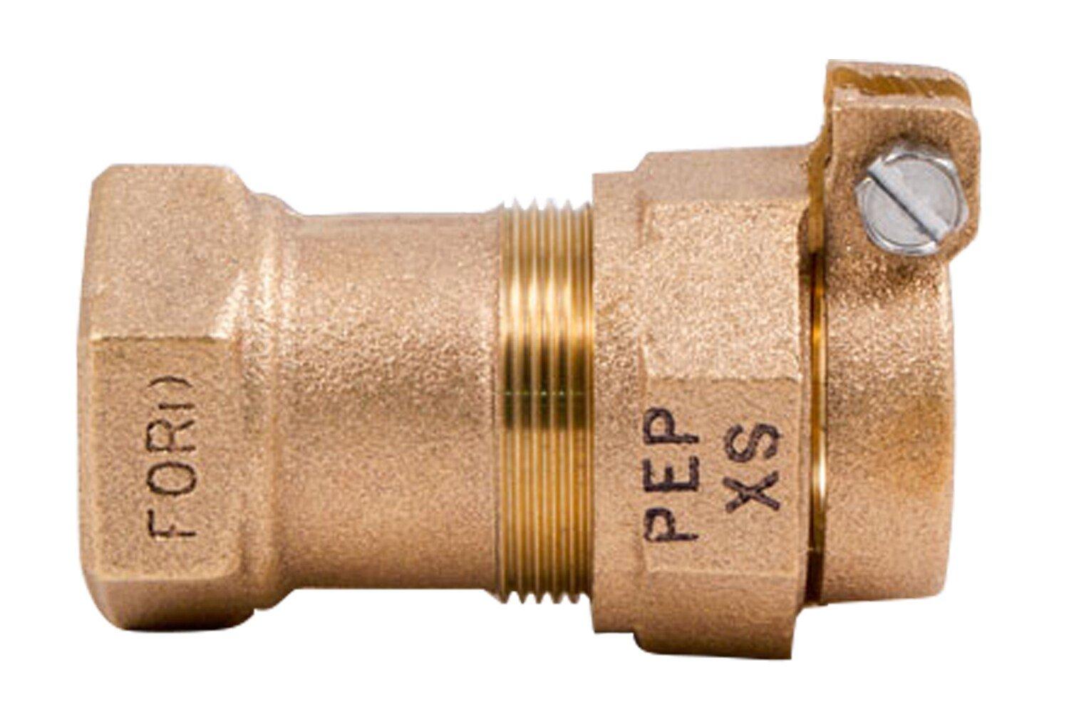 Ford Meter Box Female Copper Threaded x PEP Pack Joint Brass Coupling 