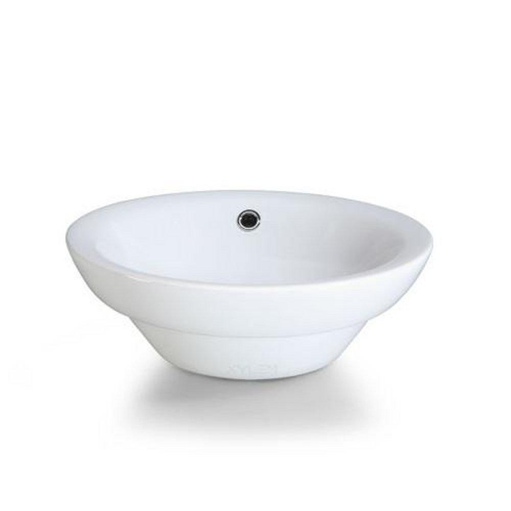 Xylem White 16-3/4 in. Vitreous China Round Vessel 