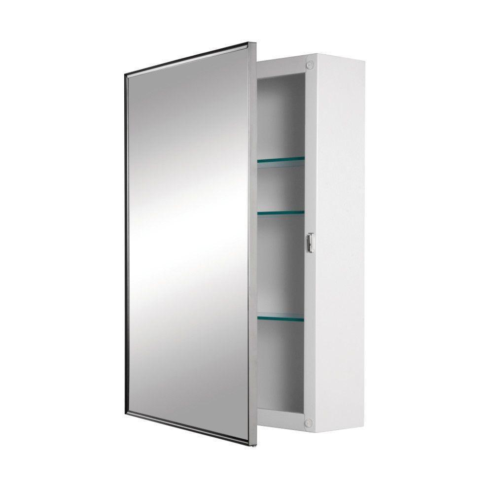 Jensen Stainless Steel 24 in. Frame Glass Shelves Cabinet 