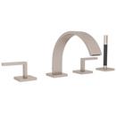 Two Handle Roman Tub Faucet with Handshower in Satin Nickel