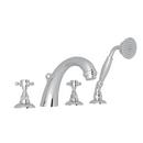 9 gpm 4-Hole Deck Mount Roman Tub Faucet with Double Cross Handle in Polished Chrome
