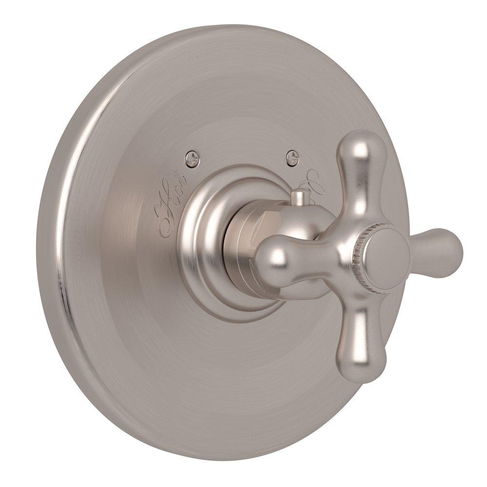 ROHL® Satin Nickel Thermostatic and Diverter Control Valve Trim Only with Single Cross Handle 