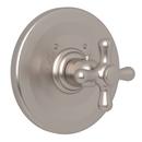 Wall Mount Thermostatic Valve Trim with Single Cross Handle for 1-116 and 1-117 Thermostatic Valves in Satin Nickel