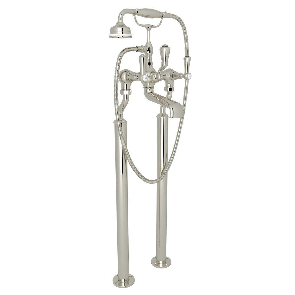 Perrin & Rowe Polished Nickel Three Handle Lever Floor Mount Filler 