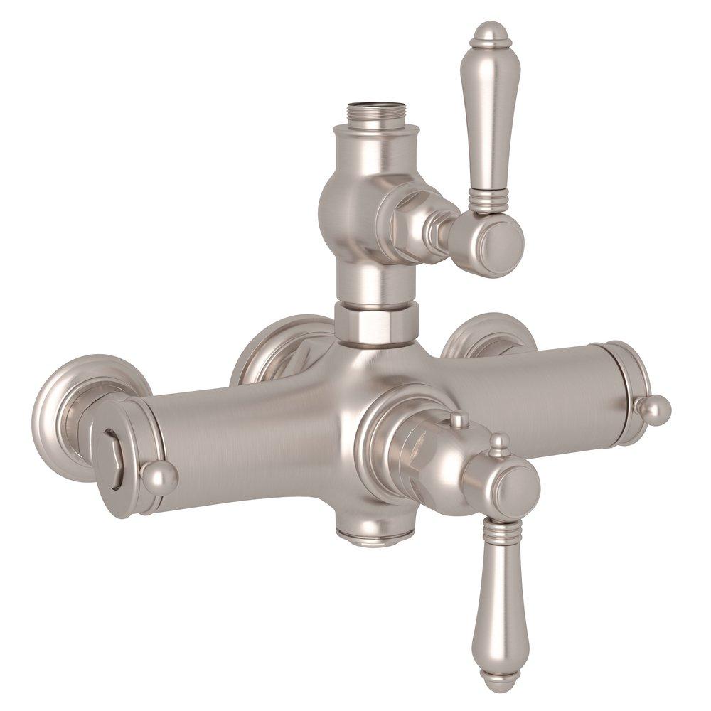 ROHL&reg; Satin Nickel 3/4 in. Female NPT x G Thread Thermostatic Valve 