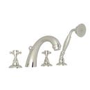 9 gpm 4-Hole Deck Mount Roman Tub Faucet with Double Cross Handle in Polished Nickel