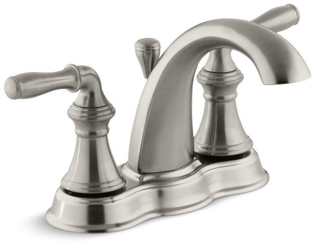 KOHLER Vibrant Brushed Nickel Two Handle Centerset Bathroom Sink Faucet 