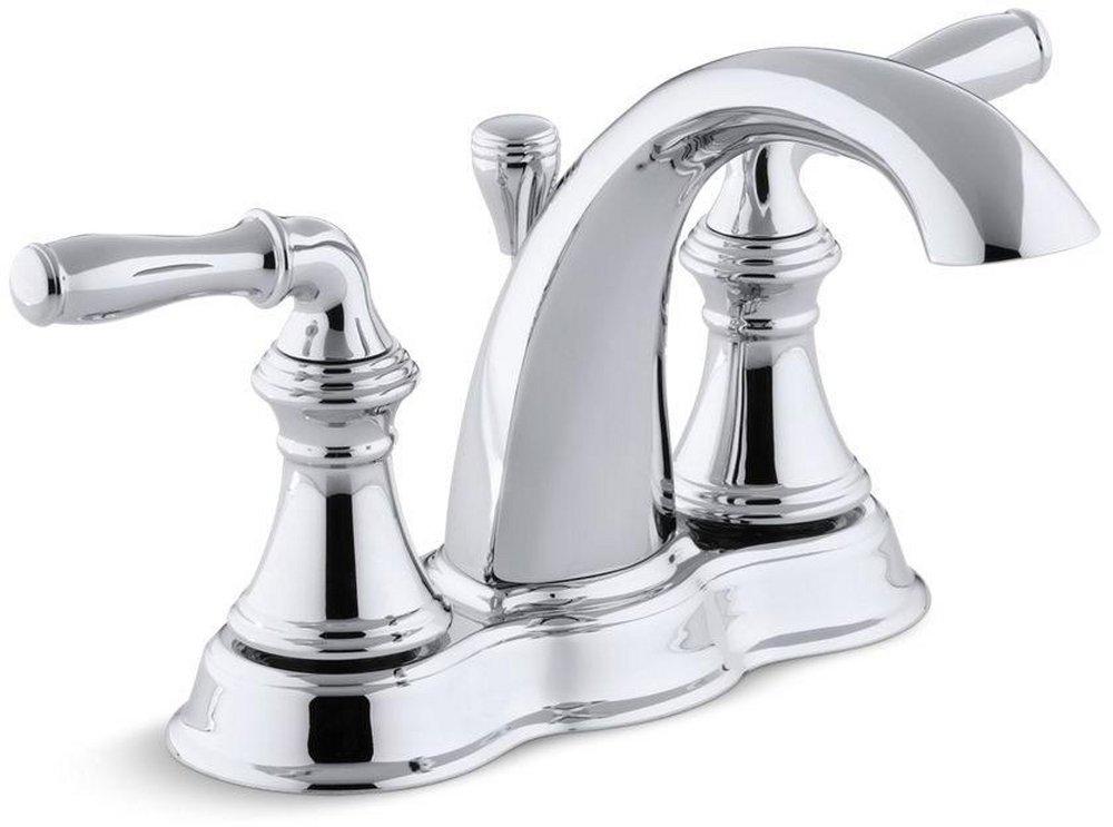 KOHLER Polished Chrome Two Handle Centerset Bathroom Sink Faucet 