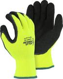 Size M Cotton and Rubber High Visibility and Waterproof Gloves in Black and Hi-Viz Yellow
