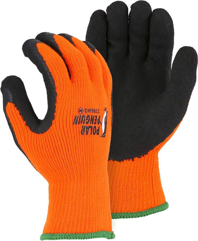 Majestic Glove Black Cotton and Rubber High Visibility and Waterproof Gloves in Black and Hi-Viz Orange 