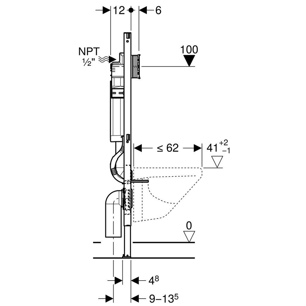 Geberit Concealed Toilet Carrier System 1.6/0.8 GDF 