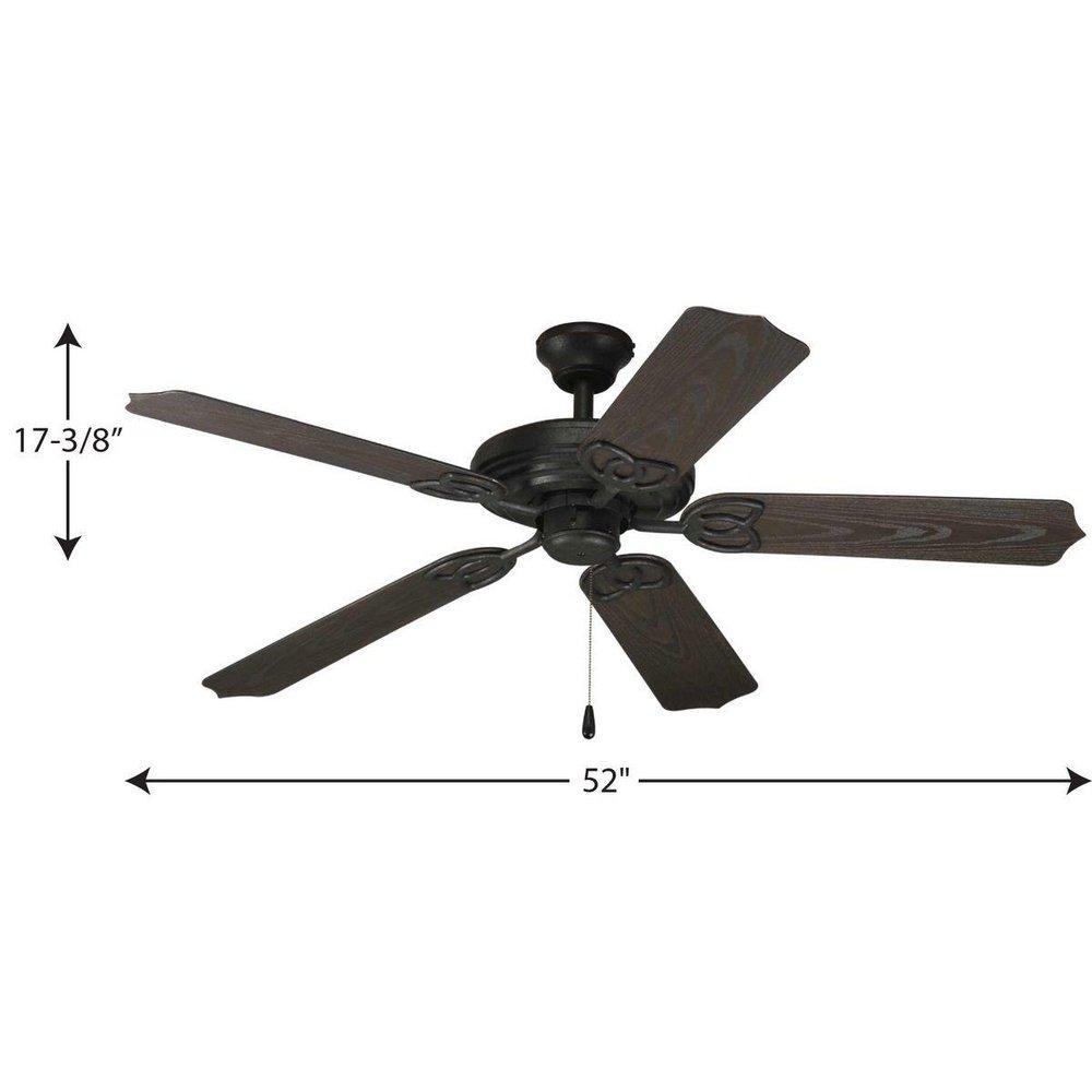 Progress Lighting Forged Black 52 in. 5-Blade Outdoor Ceiling Fan 