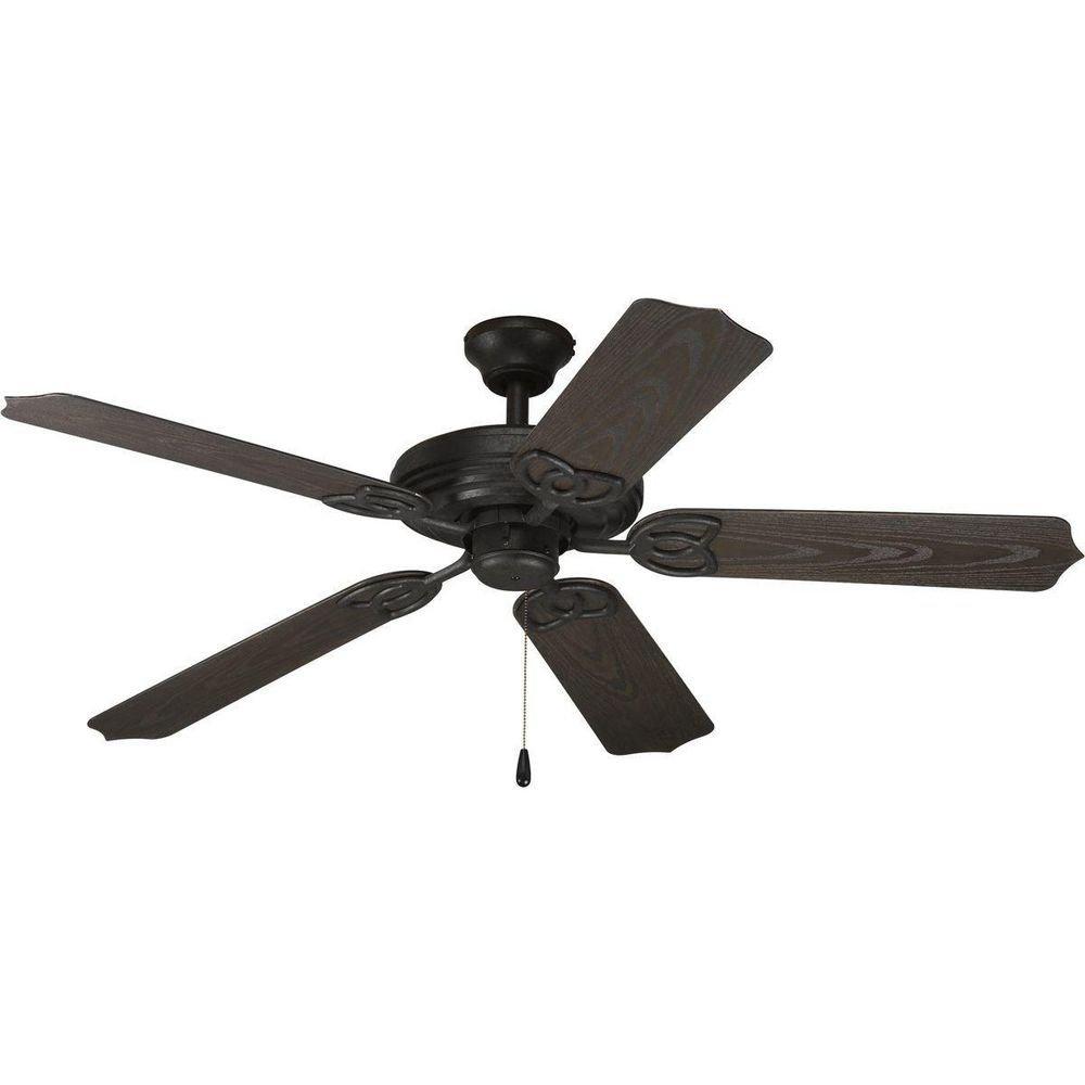 Progress Lighting Forged Black 12-3/4 in. 5-Blade Ceiling Fan with 52 in. Blade Span 