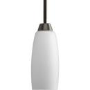 Progress Lighting Antique Bronze 100W 1-Light Mini Pendant with Elegant Arm and Etched Glass 