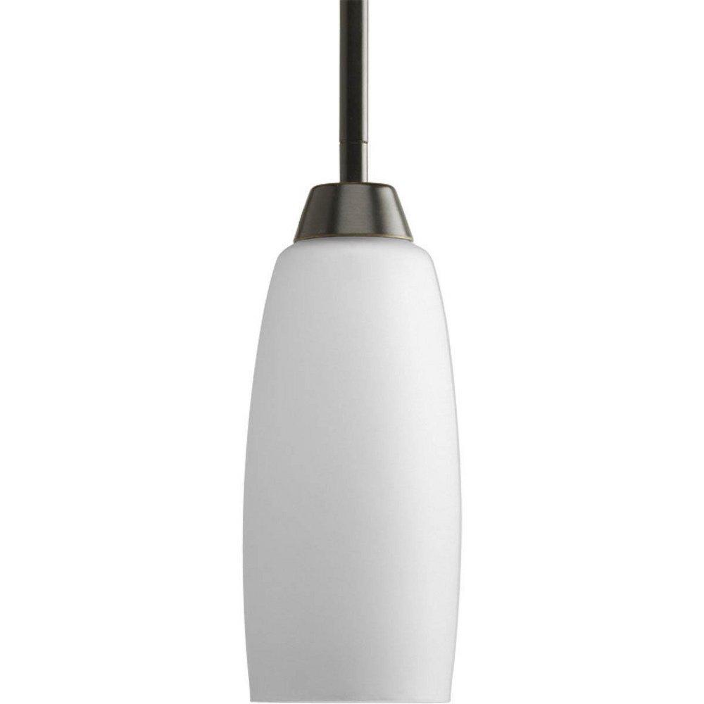 Progress Lighting Antique Bronze 100W 1-Light Mini Pendant with Elegant Arm and Etched Glass 